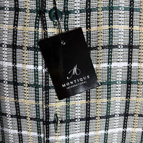 NWT Montique‎ Travel Line Shirt Mens L 42 Green Plaid Long Sleeve Button Down - Picture 2 of 9